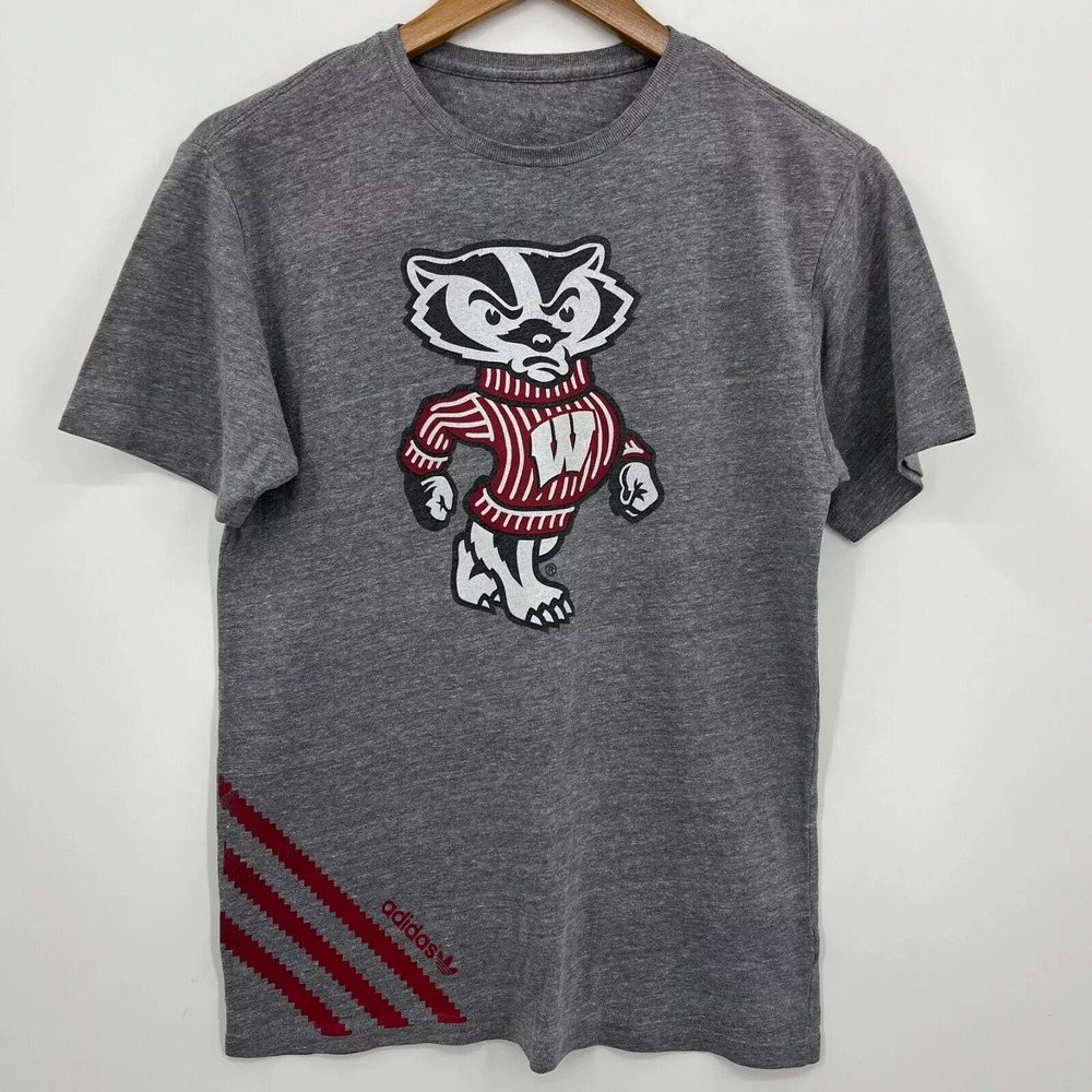 Adidas Originals Wisconsin Badgers Bucky T-Shirt Mens Gray Red B214A11